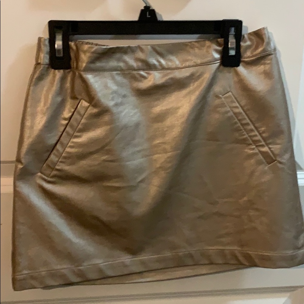 Gold leather miniskirt